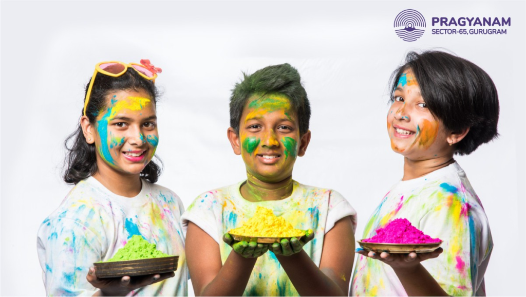 kids playing holi