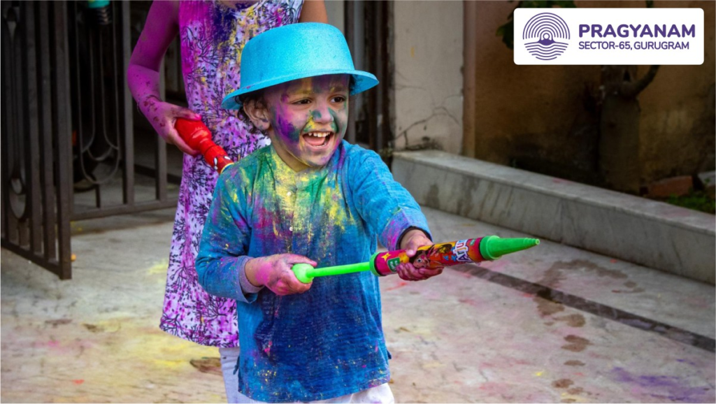 kids playing holi